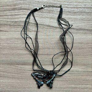 Blown Glass Butterfly Chunky Necklace